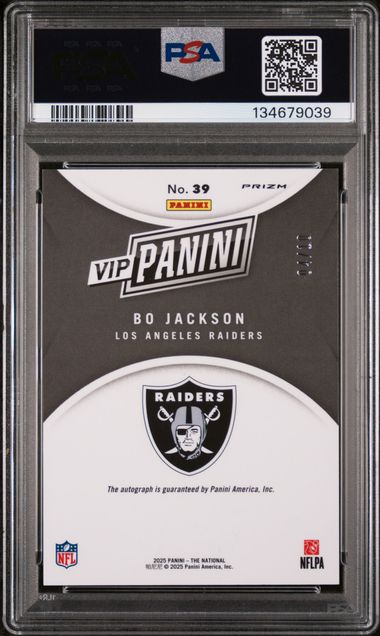 2025 Panini The National VIP Gold Pack Nebula Autograph #39 Bo Jackson #04/10 PSA 9