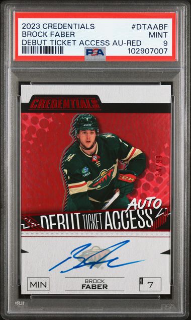 2023-24 Upper Deck Credentials Debut Ticket Access Autographs Red #DTAABF Brock Faber #34/99 PSA 9 (Rookie) | Eastridge Sports Cards