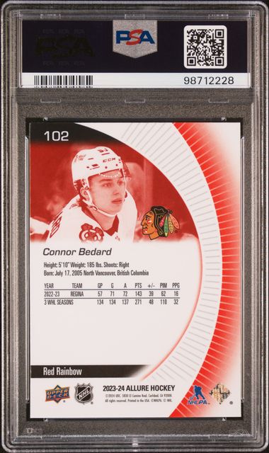 2023-24 Upper Deck Allure Red Rainbow #102 Connor Bedard PSA 10 (Rookie) | Eastridge Sports Cards