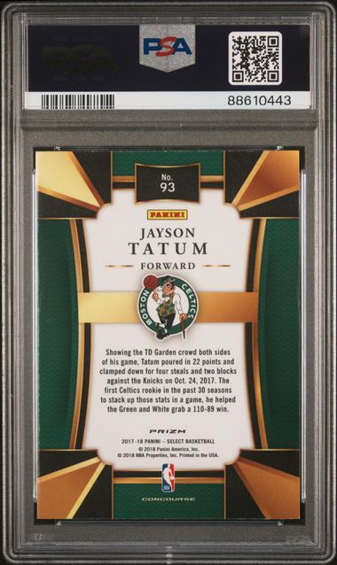 2017-18 Panini Select Scope Prizm #93 Jayson Tatum PSA 10 (Rookie)