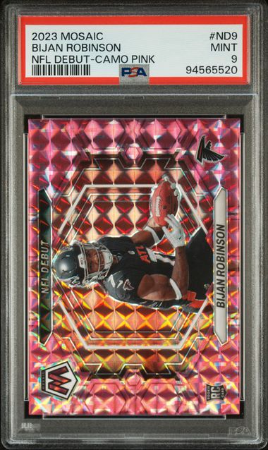 2023 Panini Mosaic NFL Debut Camo Pink #ND9 Bijan Robinson PSA 9 (Rookie)