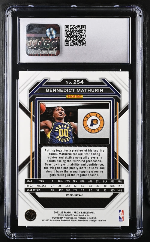 2022-23 Panini Prizm Pink Ice #254 Bennedict Mathurin CGC 9.5 (Rookie)