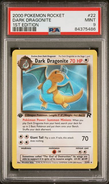 2000 Pokemon Rocket 1st Edition #22 Dark Dragonite PSA 9