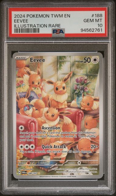2024 Pokemon Twilight Masquerade #188 Eevee - Illustration Rare PSA 10
