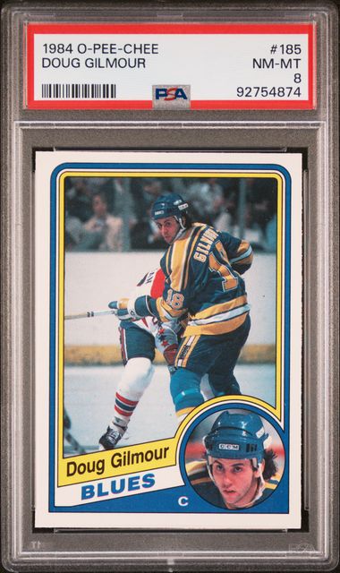 1984-85 O-Pee-Chee #185 Doug Gilmour PSA 8 (Rookie) | Eastridge Sports Cards