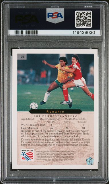 1994 UD World Cup of Soccer English/Spanish #76 Romario PSA 9