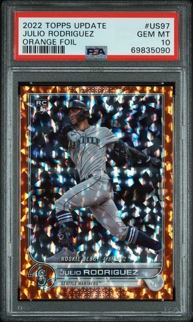 2022 Topps Update Orange Foil #US97 Julio Rodriguez #175/299 PSA 10 (Rookie)