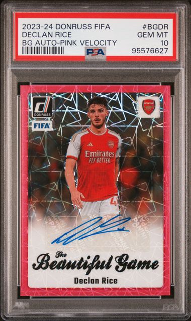 2023-24 Donruss FIFA Beautiful Game Autographs Pink Velocity #BGDR Declan Rice PSA 10 | Eastridge Sports Cards