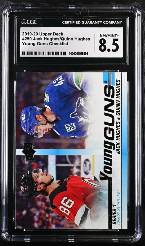 2019-20 Upper Deck Checklist #250 Jack Hughes/Quinn Hughes CGC 8.5 (Rookie)