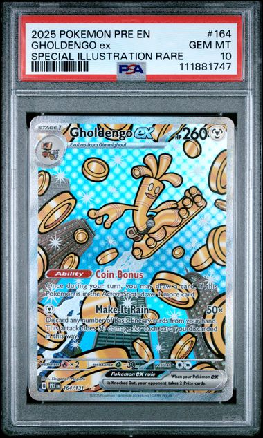 2025 Pokemon Prismatic Evolutions #164 Gholdengo ex - Special Illustration Rare PSA 10