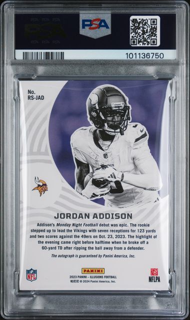 2023 Panini Illusions Rookie Signs  #RSJAD Jordan Addison #21/99 PSA 9 (Rookie)