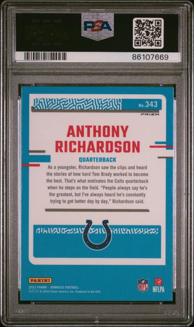 2023 Donruss Optic Preview Football Emoji #343 Anthony Richardson PSA 10 (Rookie)