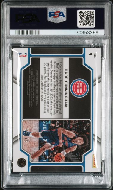 2021-22 Panini Obsidian Pitch Black Electric Etch Purple #4 Cade Cunningham #48/75 PSA 10 (Rookie)