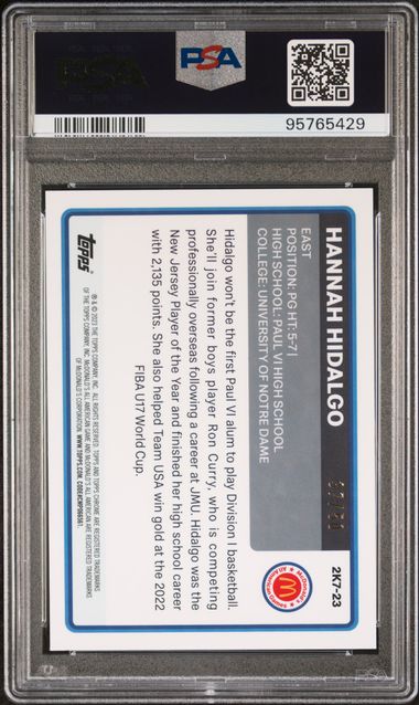 2023 Topps Chrome McDonald's All American 2007 Gold Refractor #2K7-23 Hannah Hidalgo #37/50 PSA 10