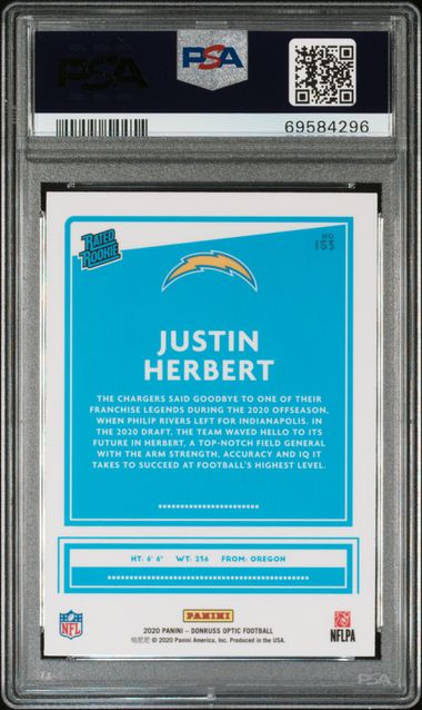 2020 Donruss Optic #153 Justin Herbert PSA 10 (Rookie)