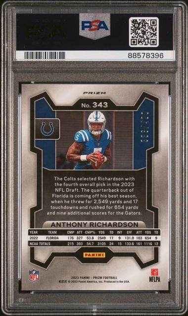2023 Panini Prizm Pandora Prizm #343 Anthony Richardson  #336/400 PSA 10 (Rookie)