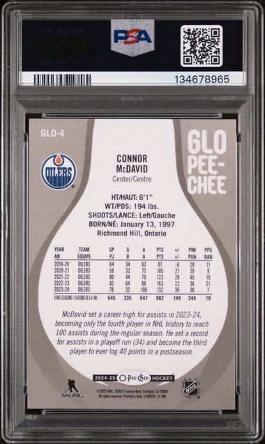 2024-25 O-Pee-Chee Glo-Pee-Chee #GLO4 Connor McDavid PSA 10