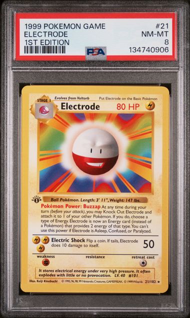 1999 Pokemon Base Set 1st Edition #21 Electrode PSA 8