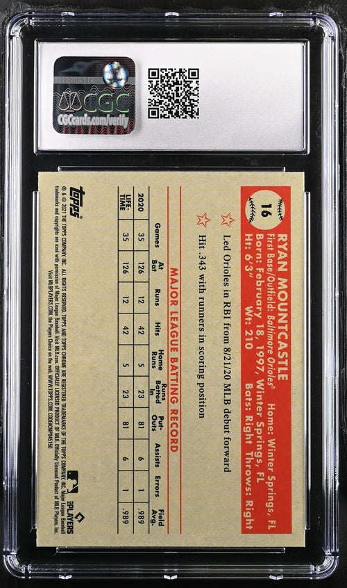 2021 Topps Chrome Platinum Anniversary Black & White Mini-Diamond Refractor #16 Ryan Mountcastle CGC 9 (Rookie)