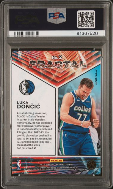 2023-24 Panini Prizm Fractal Fast Break Prizm #2 Luka Doncic PSA 10