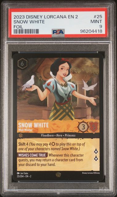 2023 Disney Lorcana Rise of the Floodborn #25 Snow White - Well Wisher (Foil) PSA 9