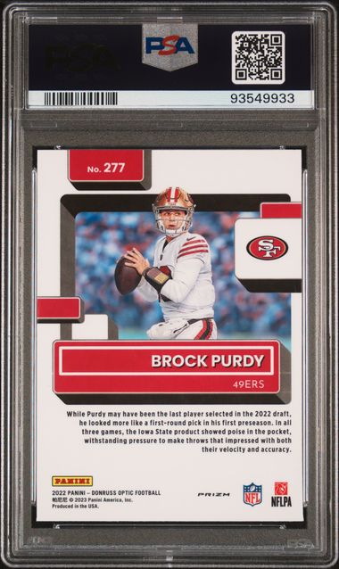 2022 Donruss Optic Purple Shock #277 Brock Purdy PSA 9 (Rookie) | Eastridge Sports Cards