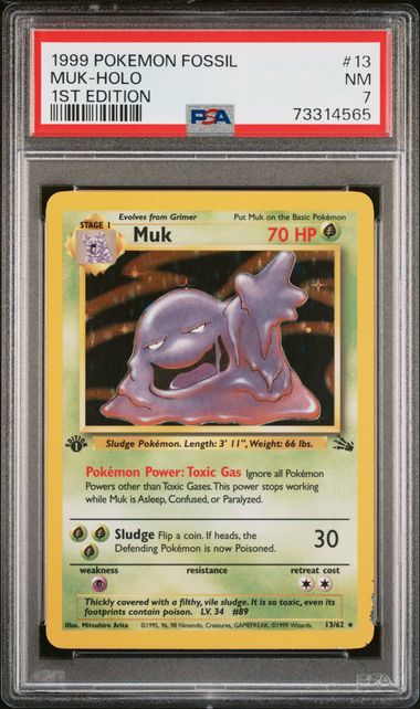 1999 Pokemon Fossil 1st Edition #13 Muk- Holo Rare PSA 7