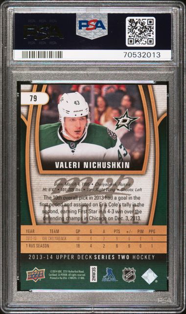 2013-14 Upper Deck MVP Super Script #79 Valeri Nichushkin #22/25 PSA 9 (Rookie)