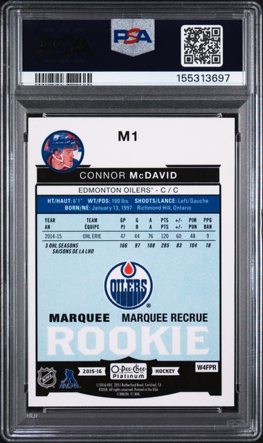 2015-16 O-Pee-Chee Platinum Marquee Rookies #M1 Connor McDavid PSA 10 (Rookie)