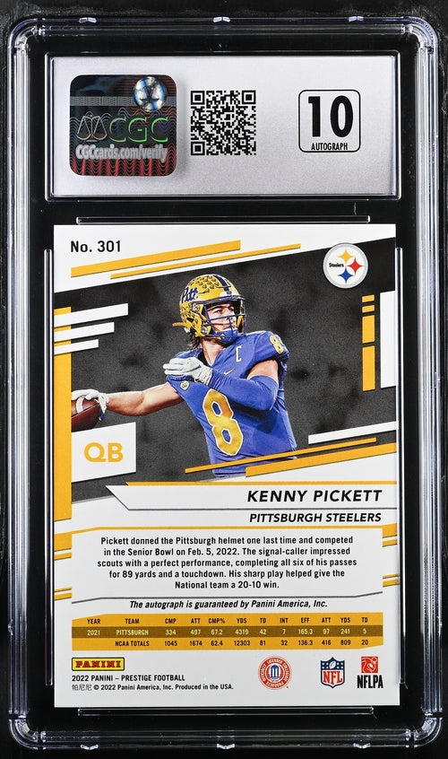 2022 Panini Prestige Signatures Xtra Points Premium Red #301 Kenny Pickett #074/149 CGC 9.5 (Auto 10) (Rookie)