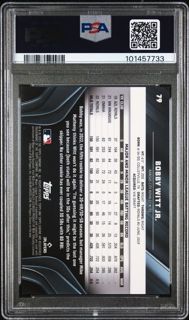 2023 Topps Chrome Black Blue Lava Refractors #79 Bobby Witt Jr. #06/75 PSA 10 | Eastridge Sports Cards