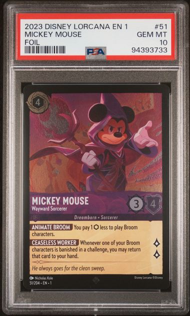 2023 Disney Lorcana The First Chapter #51 Mickey Mouse - Wayward Sorcerer (Foil) PSA 10