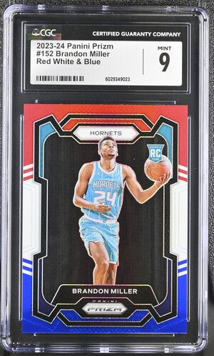 2023-24 Panini Prizm Red,White & Blue #152 Brandon Miller CGC 9 (Rookie)