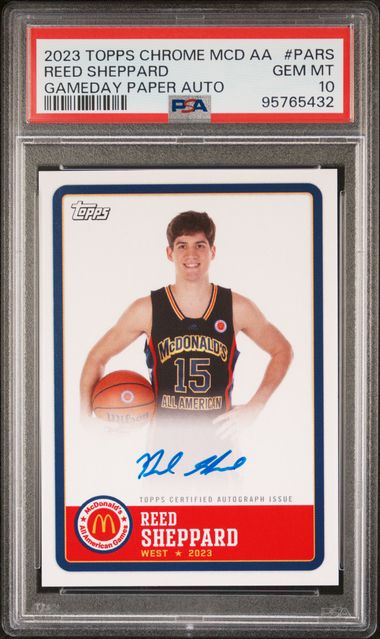 2023 Topps Chrome McDonald's All American Gameday Paper Auto #PARS Reed Sheppard PSA 10