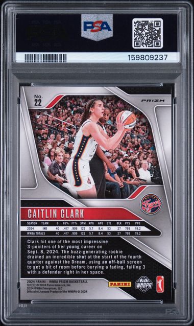 2024 Panini Prizm WNBA Blue Velocity #22 Caitlin Clark PSA 9 (Rookie)