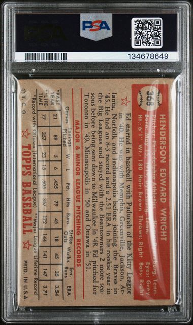 1952 Topps #368 Ed Wright PSA 2
