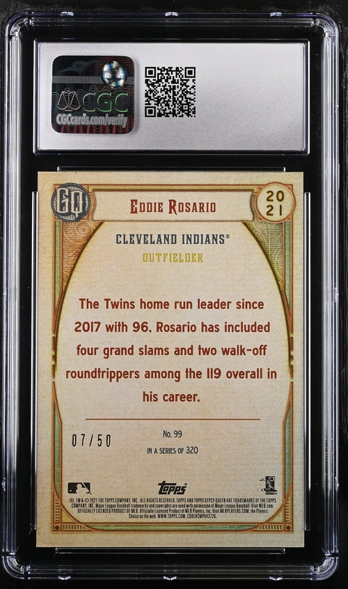2021 Topps Gypsy Queen Black & White #99 Eddie Rosario #07/50 CGC 10