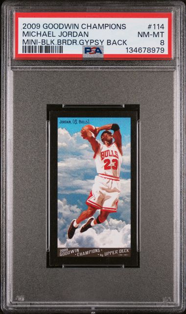 2009 Goodwin Champions Mini Black Border Gypsy Queen Back #114 Michael Jordan PSA 8