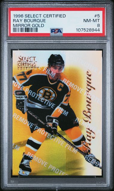 1996-97 Select Certified Mirror Gold #5 Ray Bourque PSA 8