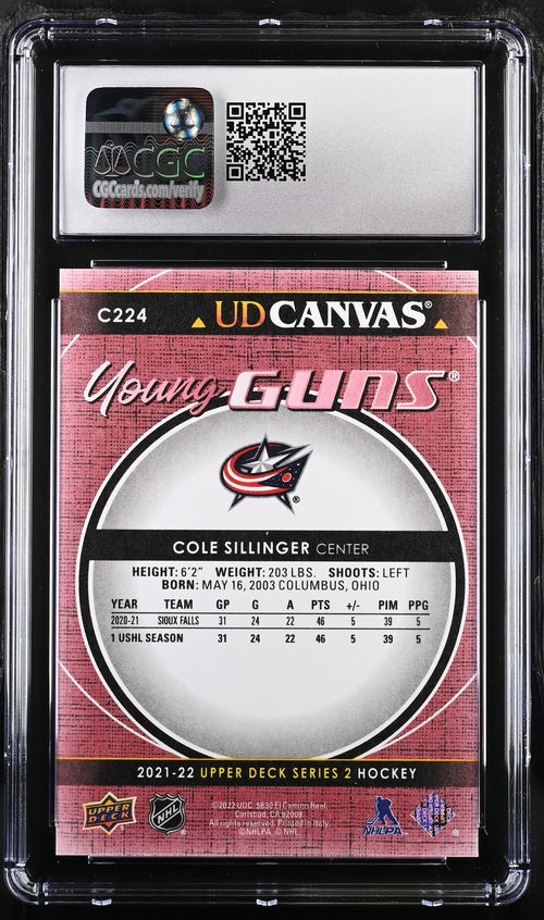 2021-22 Upper Deck Canvas #C224 Cole Sillinger CGC 9.5 (Rookie)