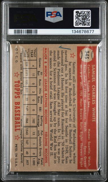 1952 Topps #345 Sam White PSA 3(MK)
