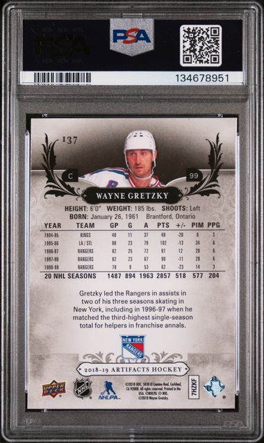 2018-19 Upper Deck Artifacts Purple #137 Wayne Gretzky #19/20 PSA 10