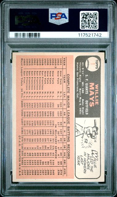 1966 Topps #1 Willie Mays PSA 3.5