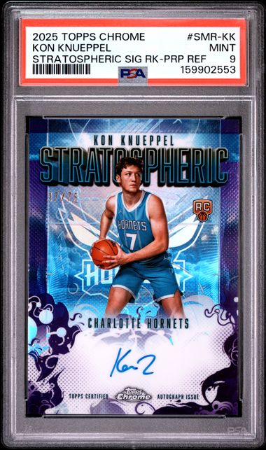2025-26 Topps Chrome Stratospheric Signatures Purple Refractor #SMR-KK Kon Knueppel #37/65 PSA 9 (Rookie)