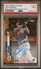 2020 Topps Chrome Rookie Autographs Gold Wave Refractors #RAJR Jake Rogers #37/50 PSA 9 (Rookie) | Eastridge Sports Cards