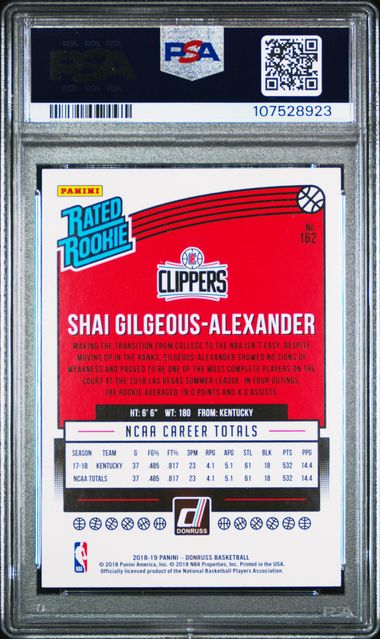 2018-19 Donruss #162 Shai Gilgeous-Alexander PSA 9 (Rookie) | Eastridge Sports Cards