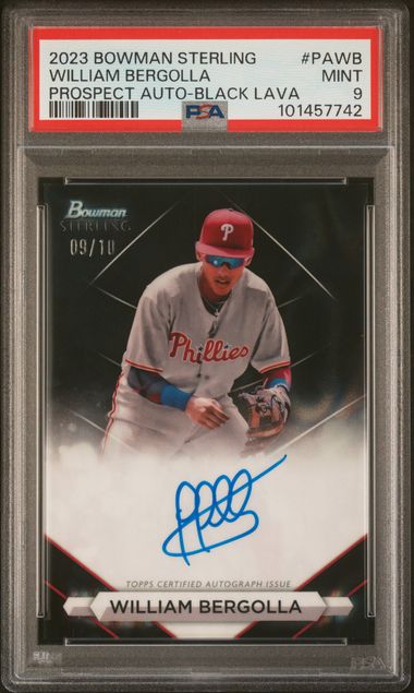 2023 Bowman Sterling Prospect Autographs Black Lava Refractors #PAWB William Bergolla #09/10 PSA 9 | Eastridge Sports Cards