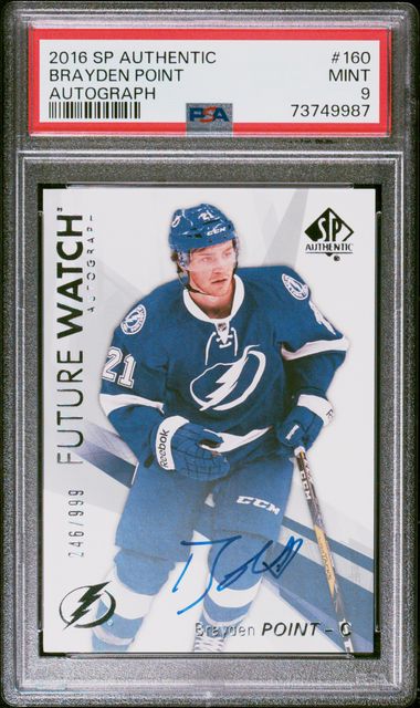 2016-17 SP Authentic #160 Brayden Point #246/999 PSA 9 (Rookie)
