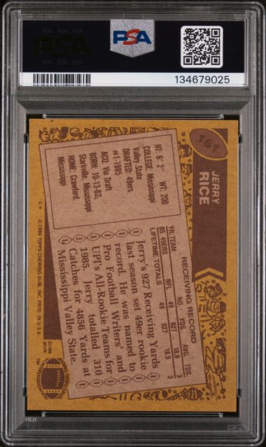 1986 Topps #161 Jerry Rice PSA 6 (Rookie)