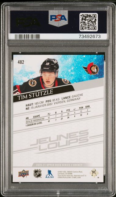 2020-21 Upper Deck French #482 Tim Stutzle PSA 9 (Rookie)